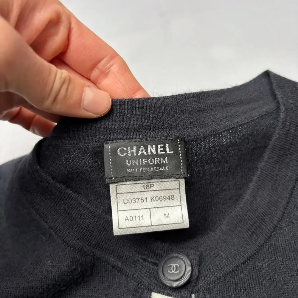 Chanel Uniform Wool Blend Cardigan Women's Medium CC Button Quiet Luxury